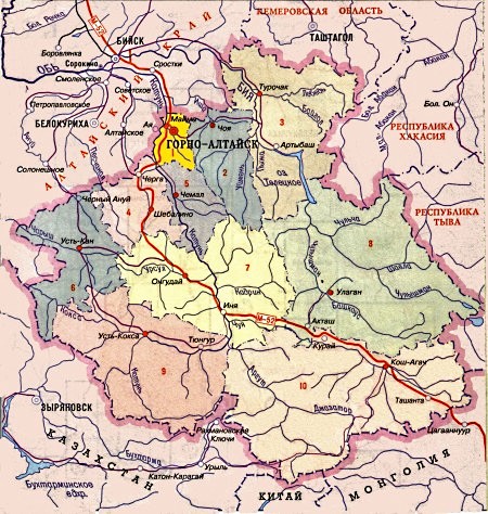 Карта границы республики алтай